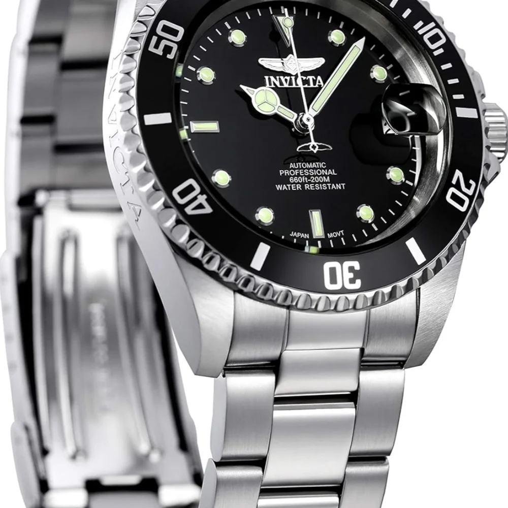 NWT Invicta 89260D Silver and Black Stainless Steel Mens Automatic Dive Watch